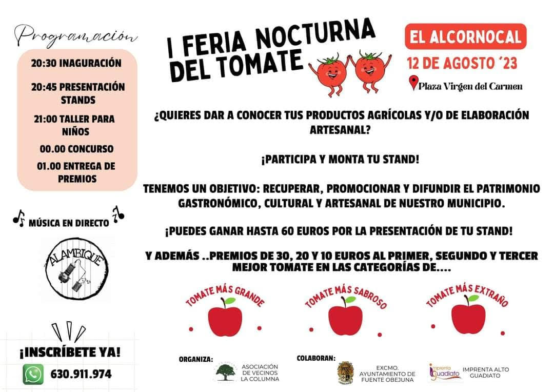 ¡Feria Nocturna del Tomate en Alcornocal! Descubre el Sabor y la Tradición de lo Mejor de la Agricultura y Artesanía Local»