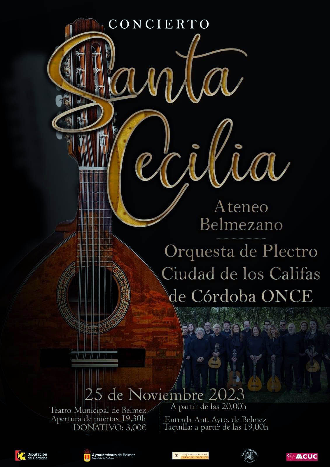 Concierto de Santa Cecilia en Belmez : Ateneo Belmezano y Orquesta de Plectro Ciudad de los Califas de Córdoba ONCE