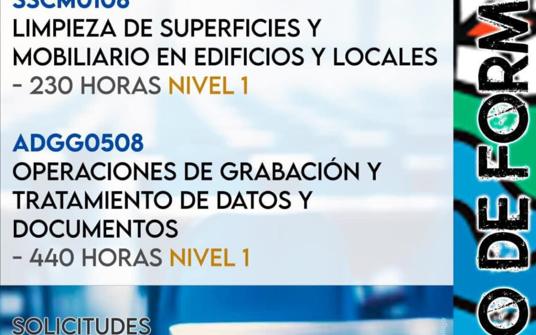Nueva convocatoria de Cursos de Formación Profesional para el Empleo (FPE)