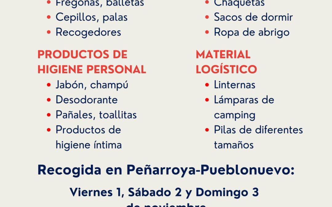 AYUDA URGENTE PARA LOS DAMNIFICADOS POR LA DANA