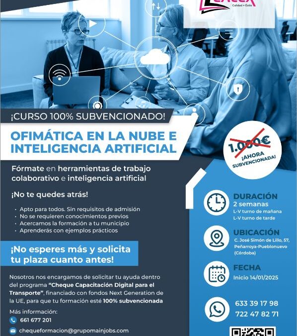 ¡Nuevo curso de Ofimática en la Nube e Inteligencia Artificial en el Centro de Formación Calex!