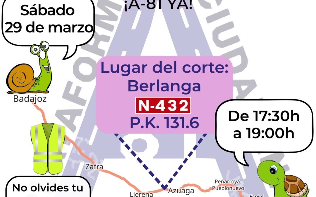 La Plataforma Ciudadana A-81 convoca un nuevo corte de carretera el 29 de marzo para exigir la conversión de la N-432 en autovía