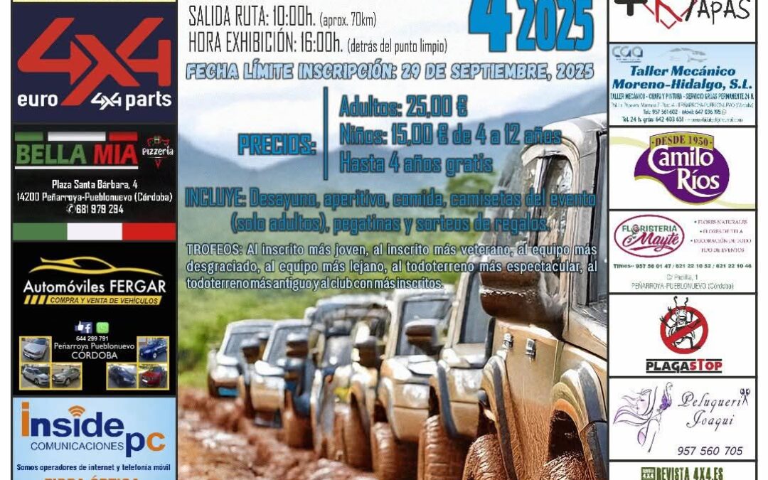 Pasión por el motor en Peñarroya-Pueblonuevo: llega la IX Ruta y Exhibición 4×4