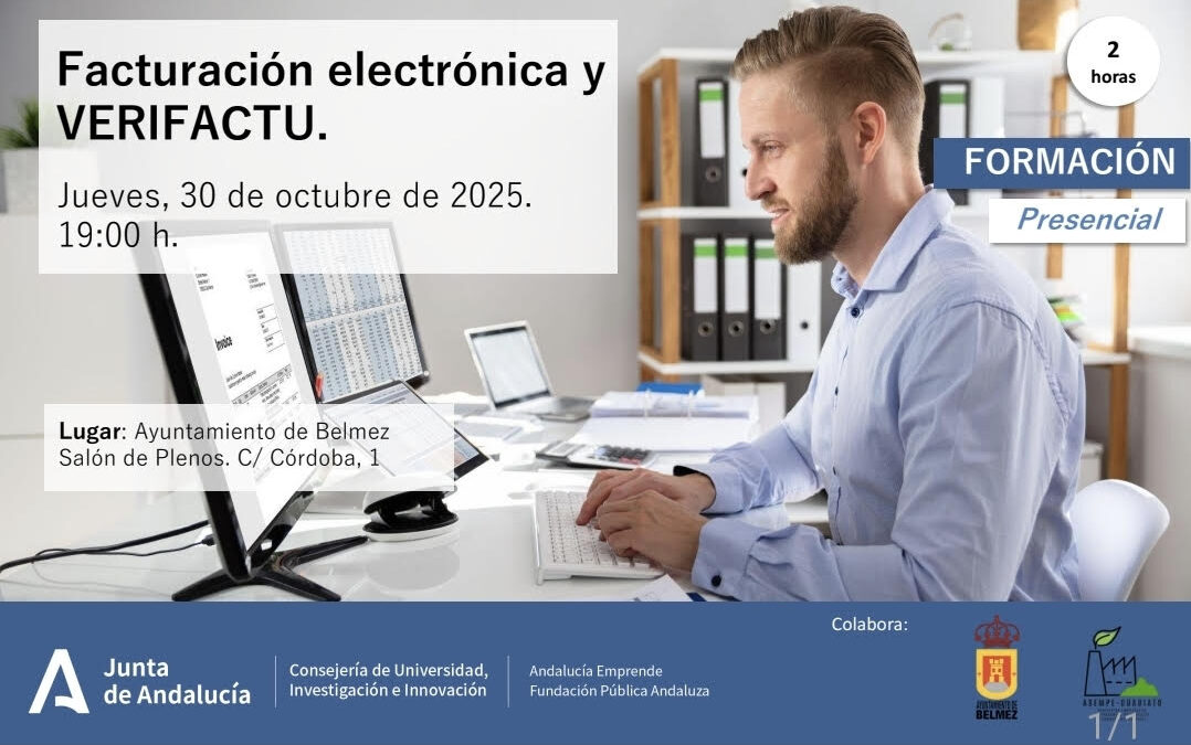 Belmez acogerá una sesión formativa sobre facturación electrónica y el sistema VERIFACTU, obligatorios en 2026