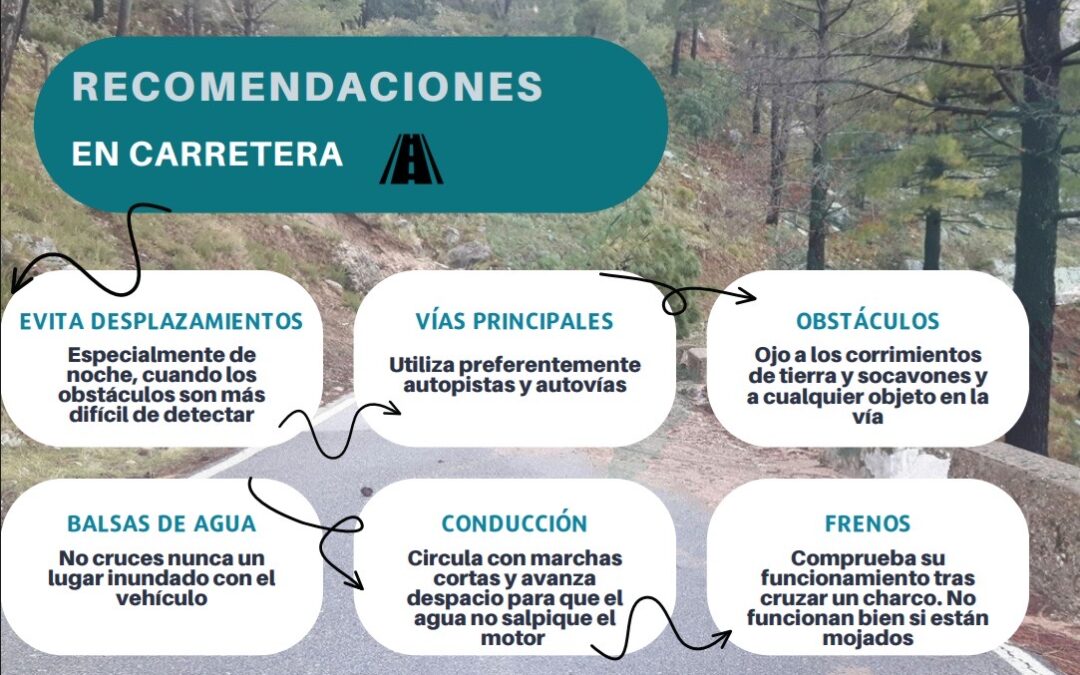 Recomendaciones de seguridad en carretera ante lluvias y obstáculos en la vía