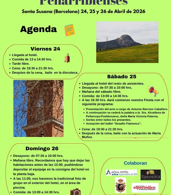 XIII Encuentro de Peñarriblenses, Santa Susana (Barcelona) 24, 25 y 26 de abril de 2026