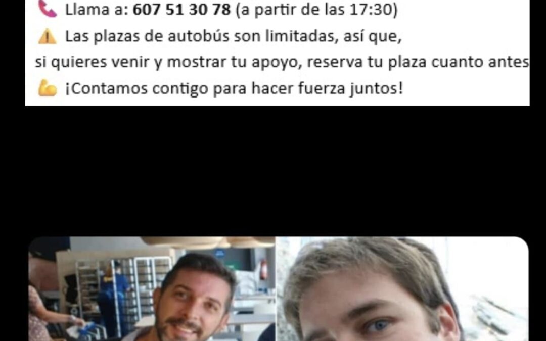Convocan un viaje al Congreso de los Diputados para exigir acción inmediata por Javier y David