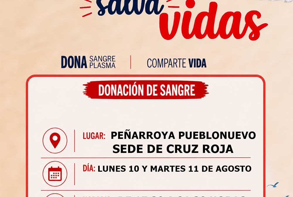 Peñarroya-Pueblonuevo acogerá dos jornadas de donación de sangre los días 10 y 11 de agosto