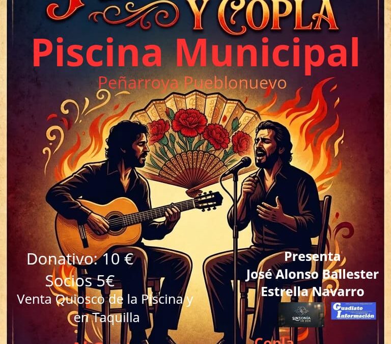 La III Noche de Flamenco y Copla llegará a la Piscina Municipal de Peñarroya-Pueblonuevo el 8 de agosto