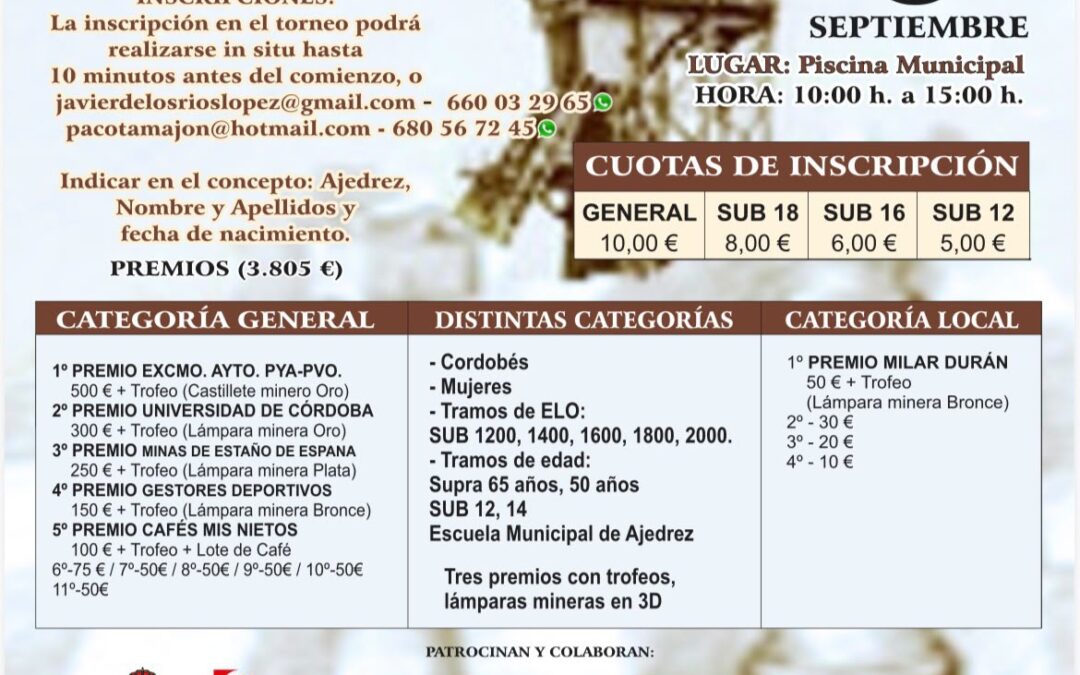 El ajedrez volverá a reunir a jugadores de todas las edades en Peñarroya-Pueblonuevo