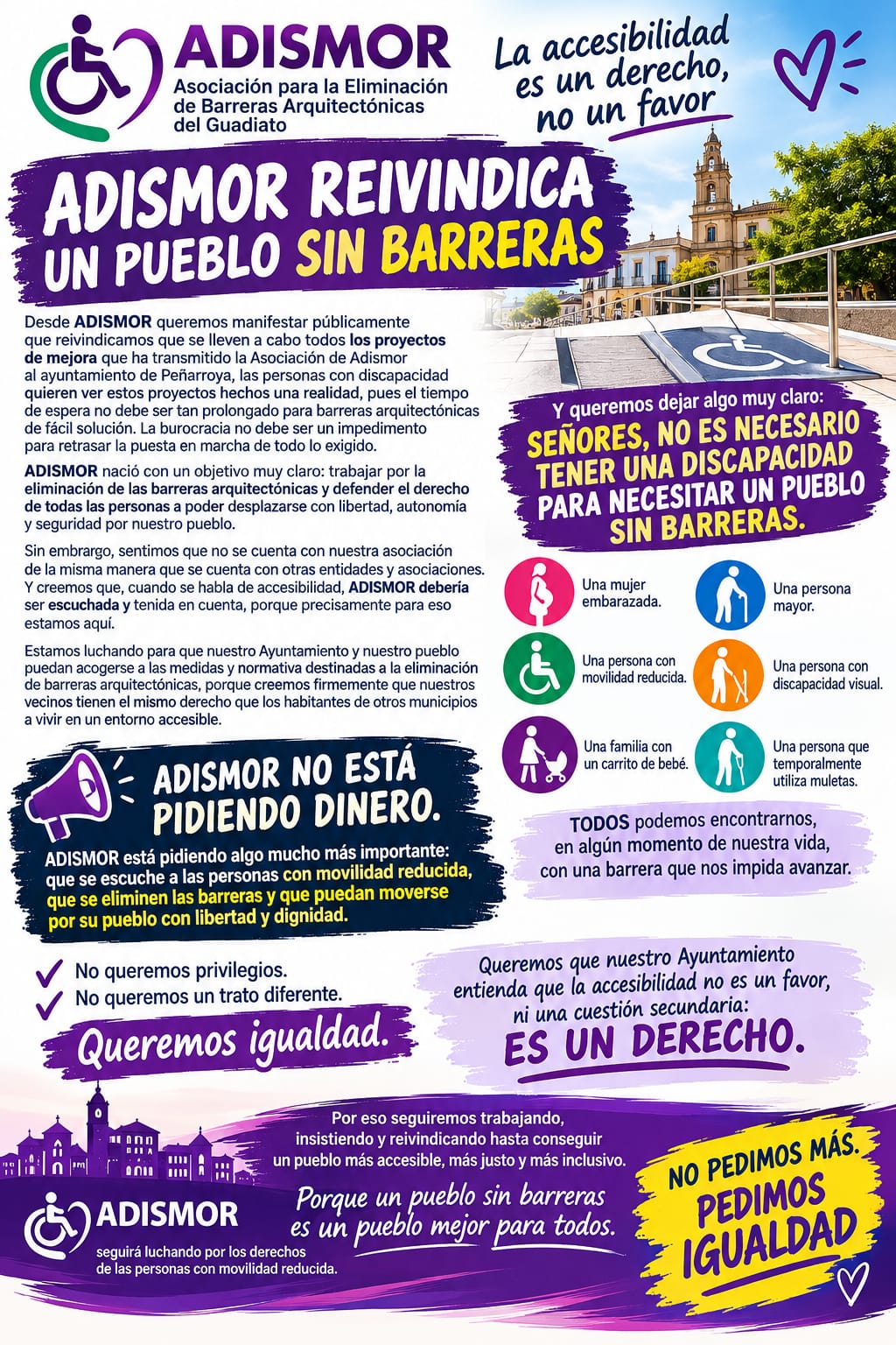 ADISMOR reclama al Ayuntamiento de Peñarroya-Pueblonuevo que agilice la eliminación de barreras arquitectónicas