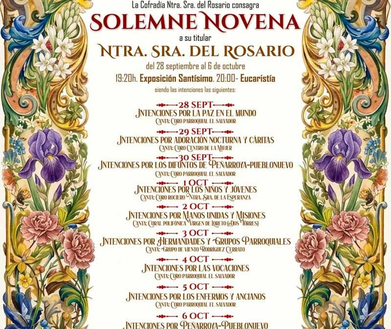 La Cofradía del Rosario celebrará su novena del 28 de septiembre al 6 de octubre