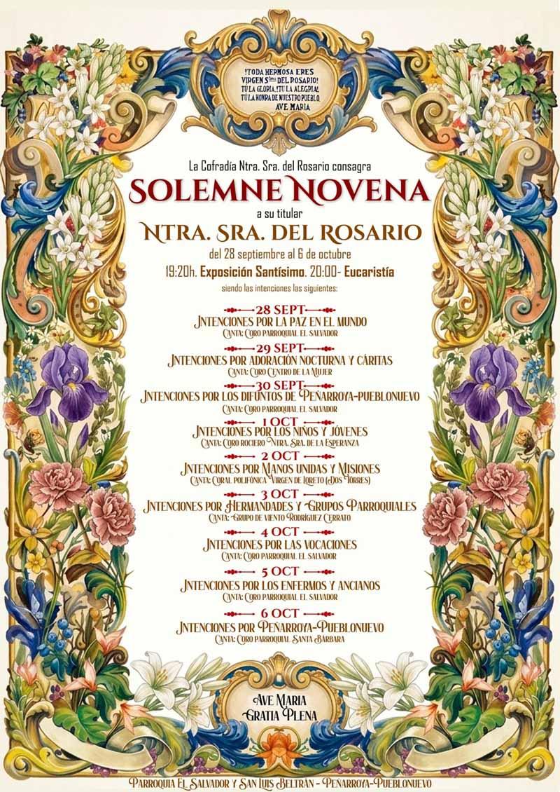 La Cofradía del Rosario celebrará su novena del 28 de septiembre al 6 de octubre