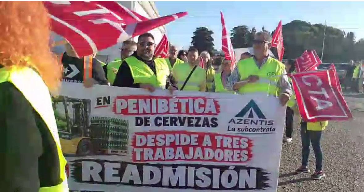 CTA bloquea el acceso a la factoría de Mahou-San Miguel en Córdoba para exigir la readmisión de los despedidos