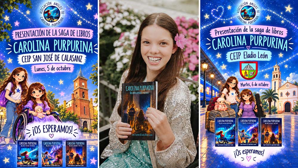 Carolina Purpurina inicia en Peñarroya-Pueblonuevo su nueva gira por España y Europa con la presentación del nuevo libro de la joven autora Isabel Plantinet