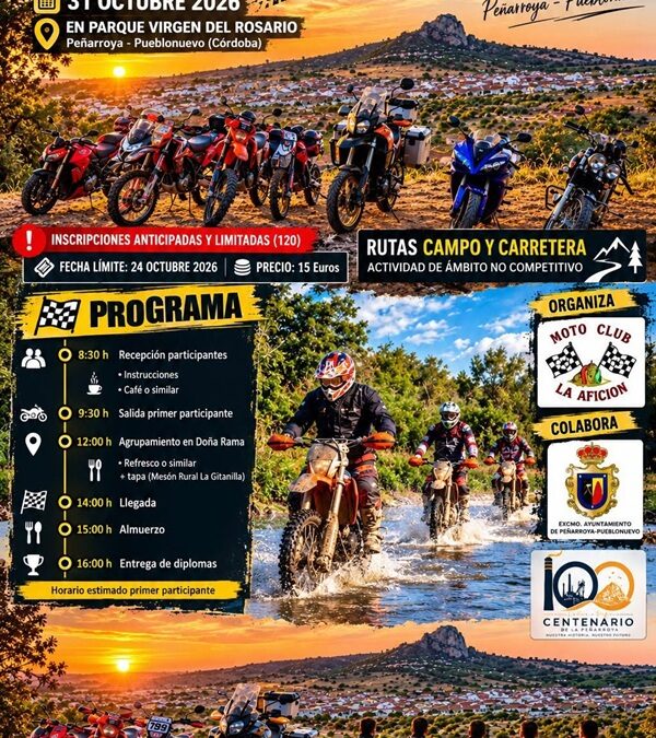 El Moto Club La Afición prepara una jornada de rutas por campo y carretera en Peñarroya-Pueblonuevo